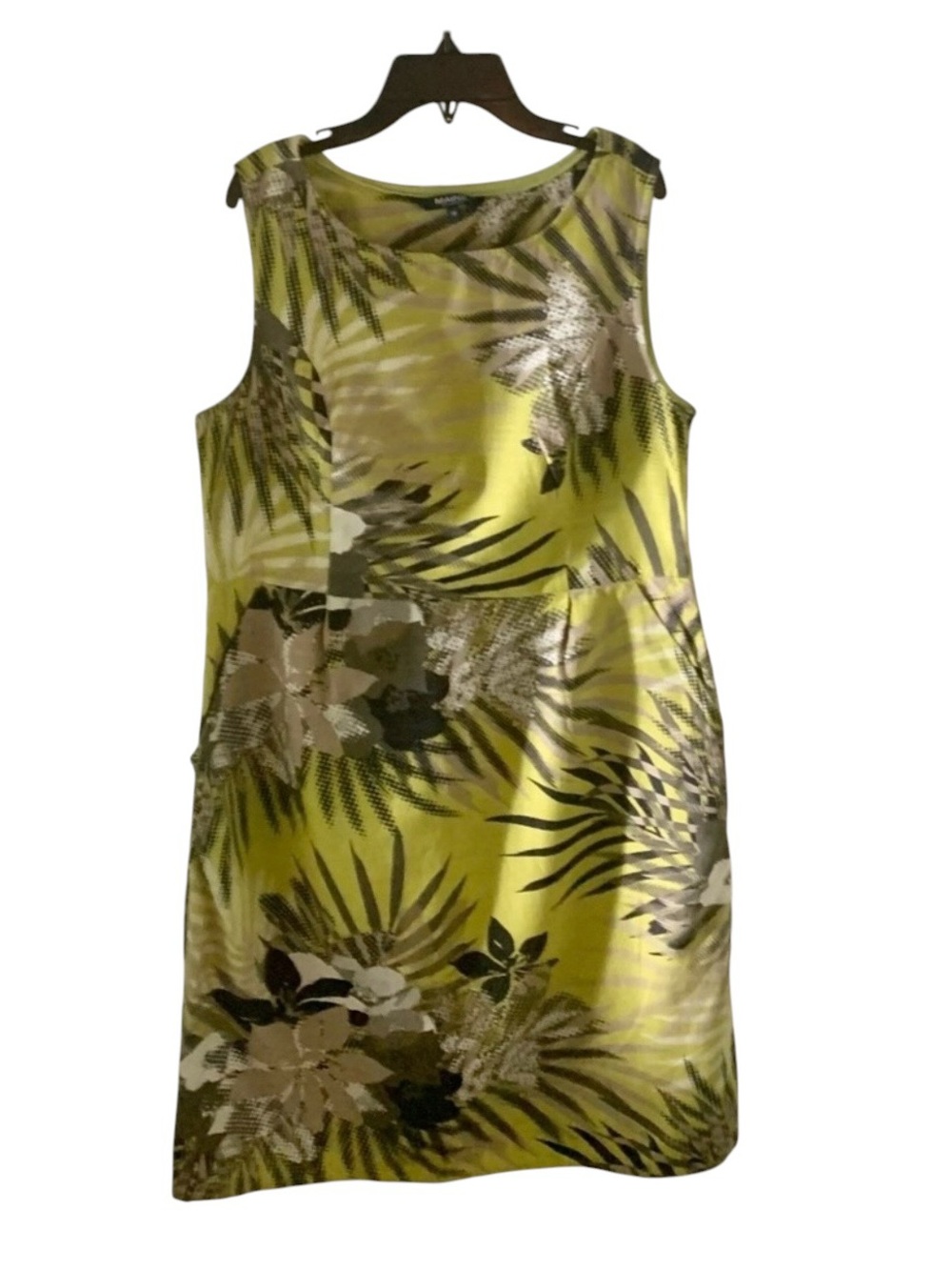 Maine New England Women’s Dress Green Black White  Midi Size 16